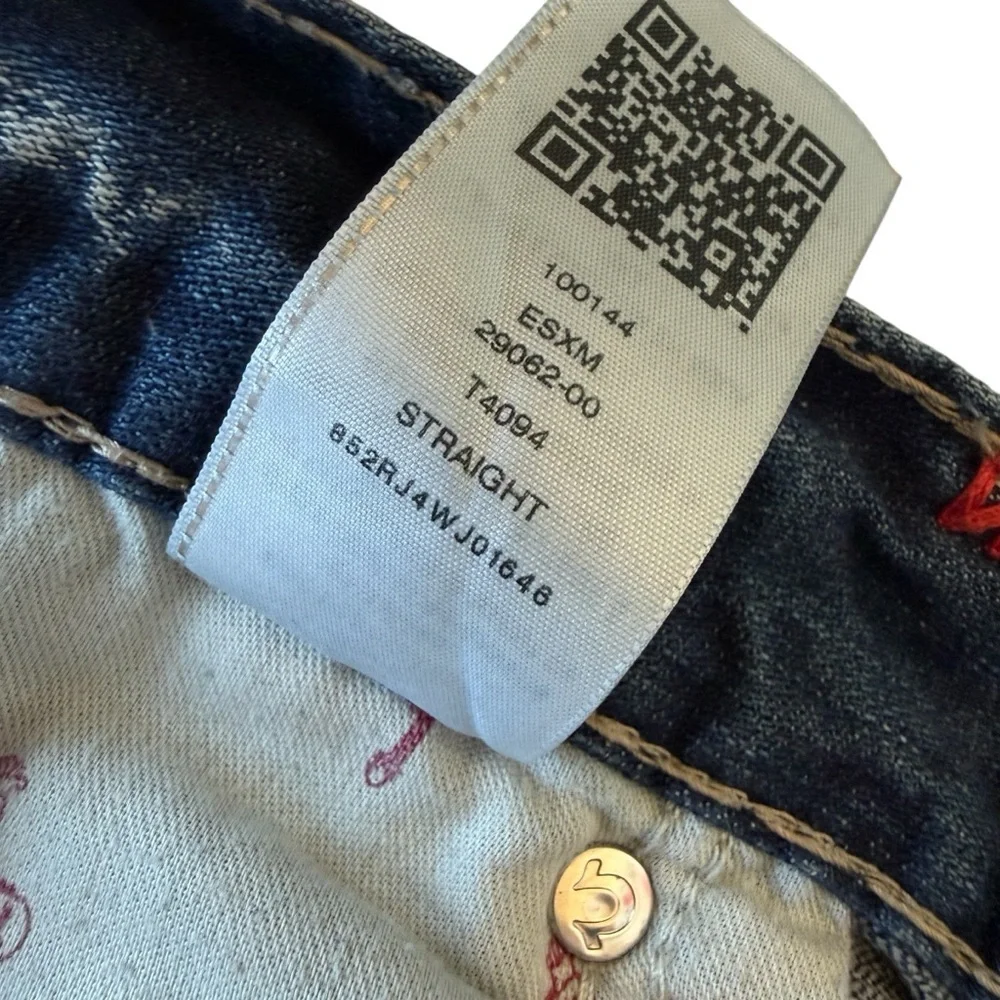 RARE VTG Y2K True Religion Mens Dark Desire Red Tan Rope Stitch Jeans 40x32